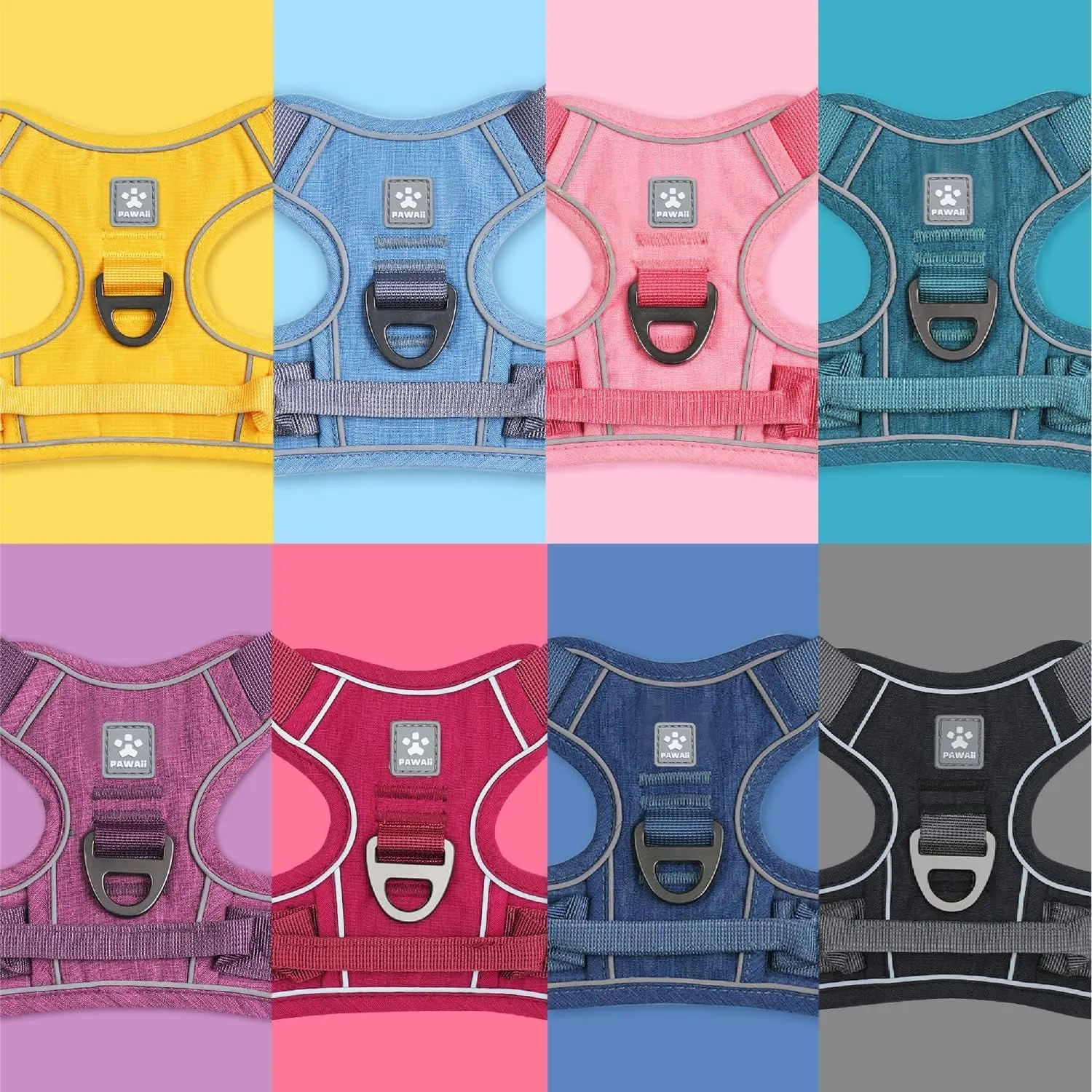 Pawaii No Pull Dog Harness with Pet ID Tag,Reflective Strips No Choke Front O Ring Breathable Mesh Adjustable Soft Padded Pet Vest with Easy Control Handle for Small Dogs