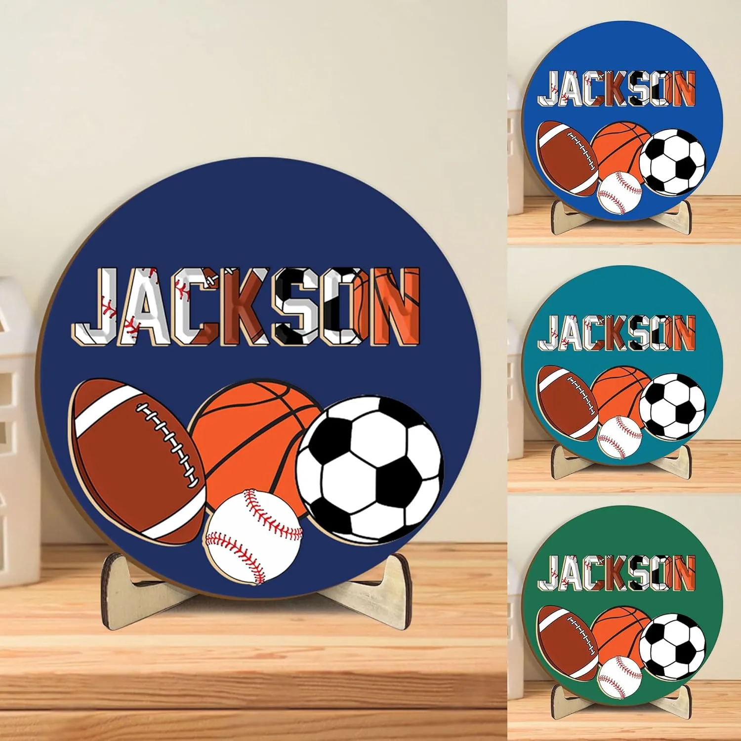 Personalized Sport Wooden Plaque, Multiple Sports Wooden Sign, Custom Name Wood Sign, Sport Gift For Son, Daughter, Boy, Girl, Kid