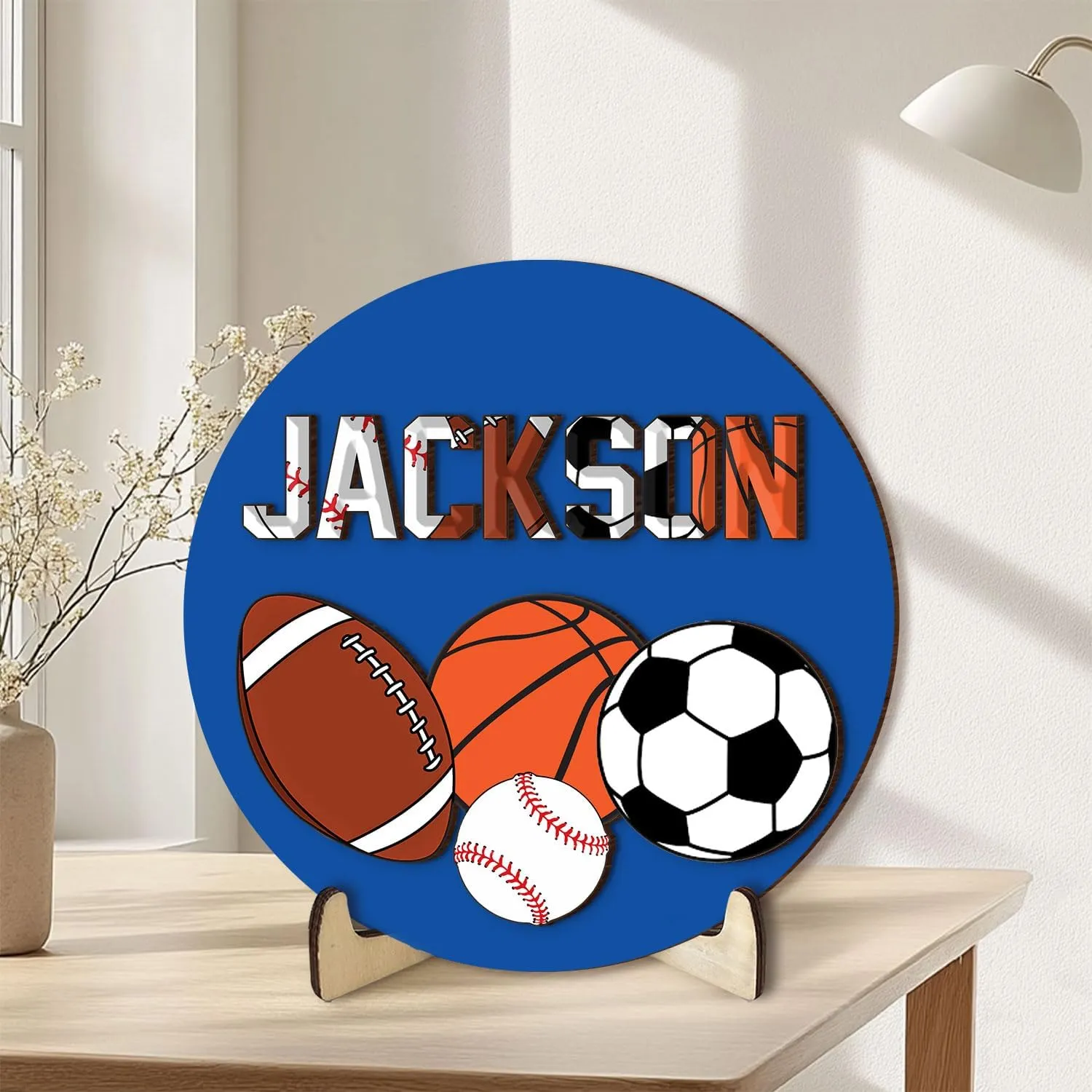 Personalized Sport Wooden Plaque, Multiple Sports Wooden Sign, Custom Name Wood Sign, Sport Gift For Son, Daughter, Boy, Girl, Kid
