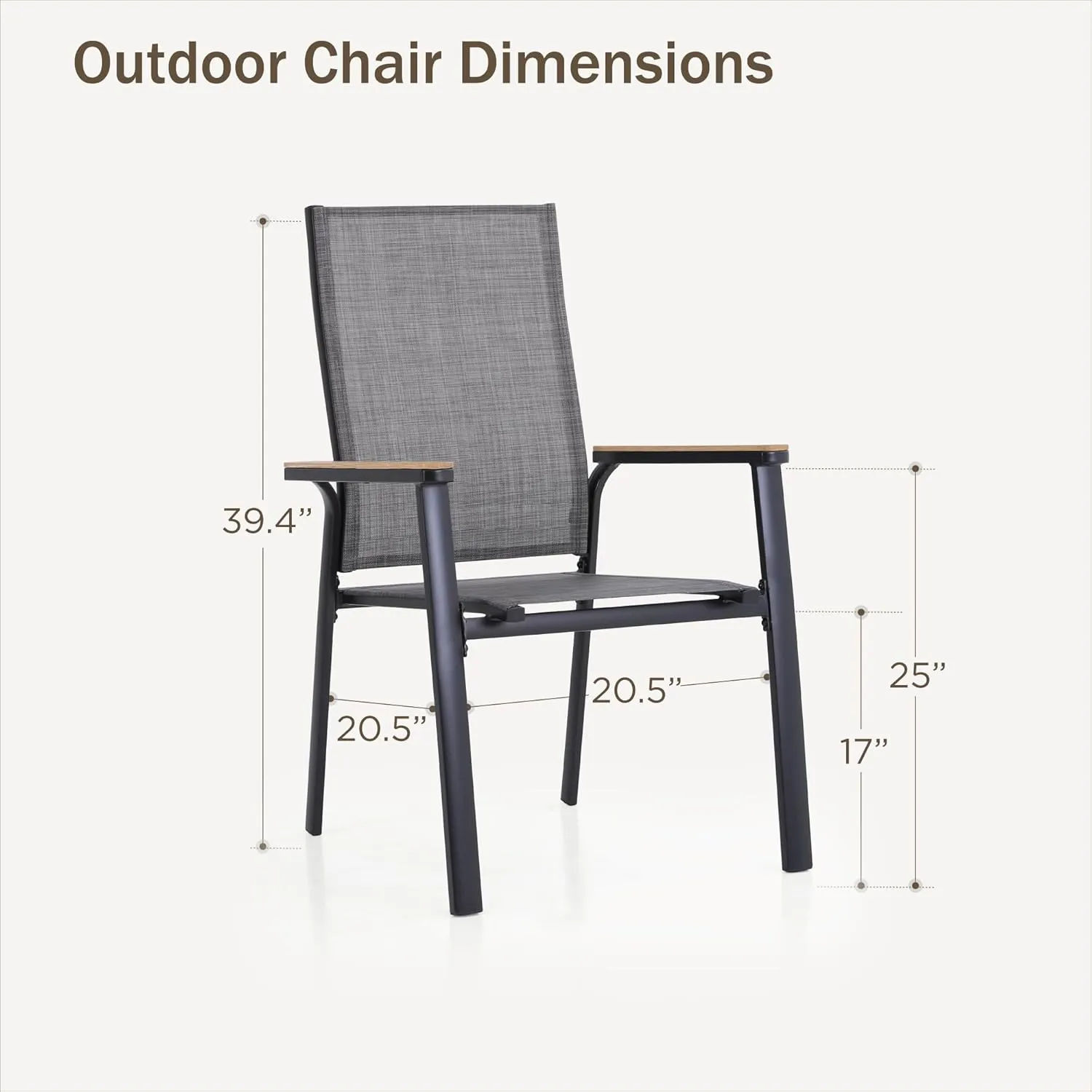 PHI VILLA Outdoor Stackable Aluminum Chairs, Lightweight Frame with Extra Wide Seat & Armrest, Sling Fabric Stackable Space Saving for All Weather, Set of 8