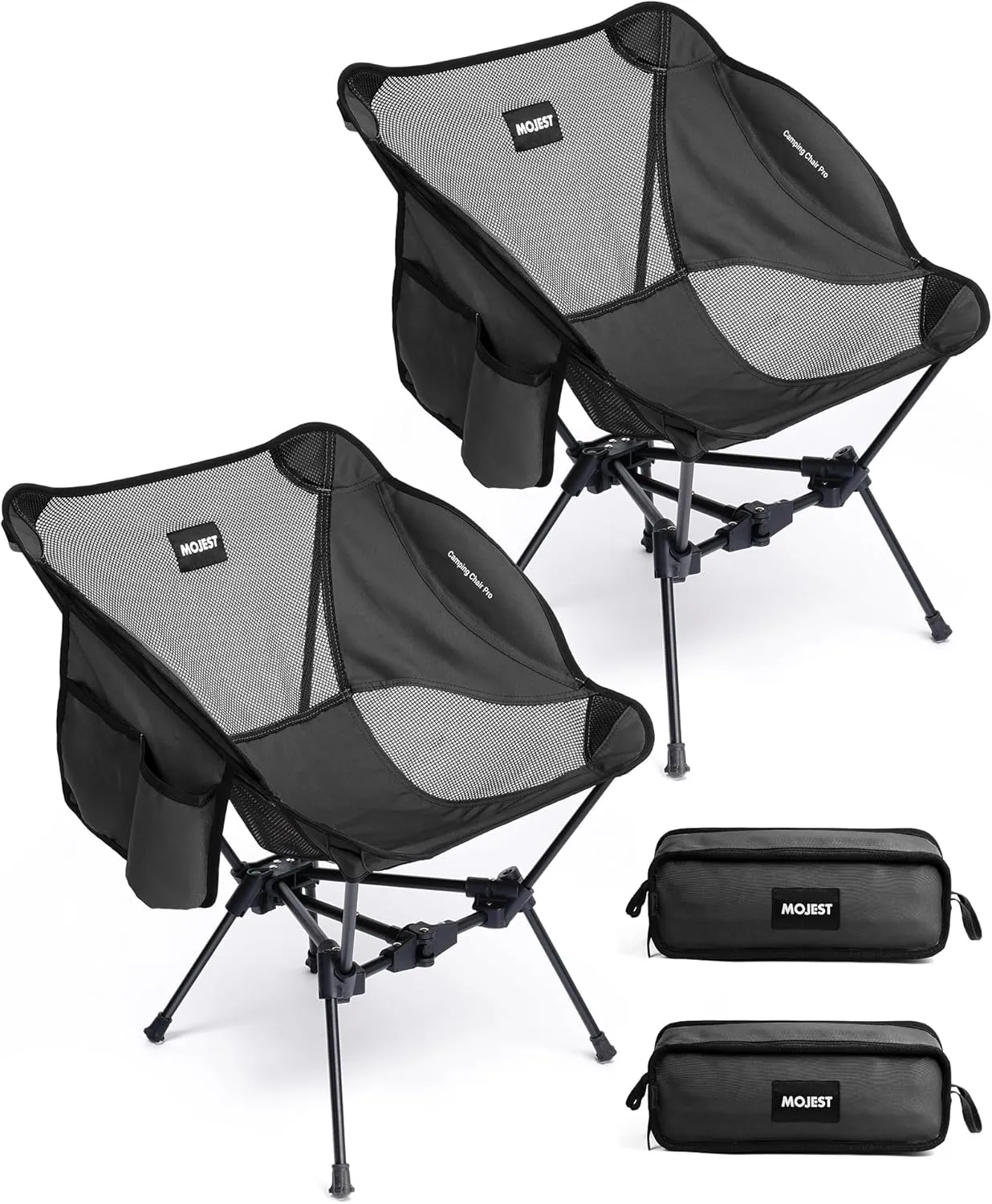 Portable Camping Chair – Compact Lightweight Folding Chair for Adults, Supports 330 lbs – Ideal for Backpacking Hiking, Fishing, Beach, Picnic & Lawn (2 Pack, Black)