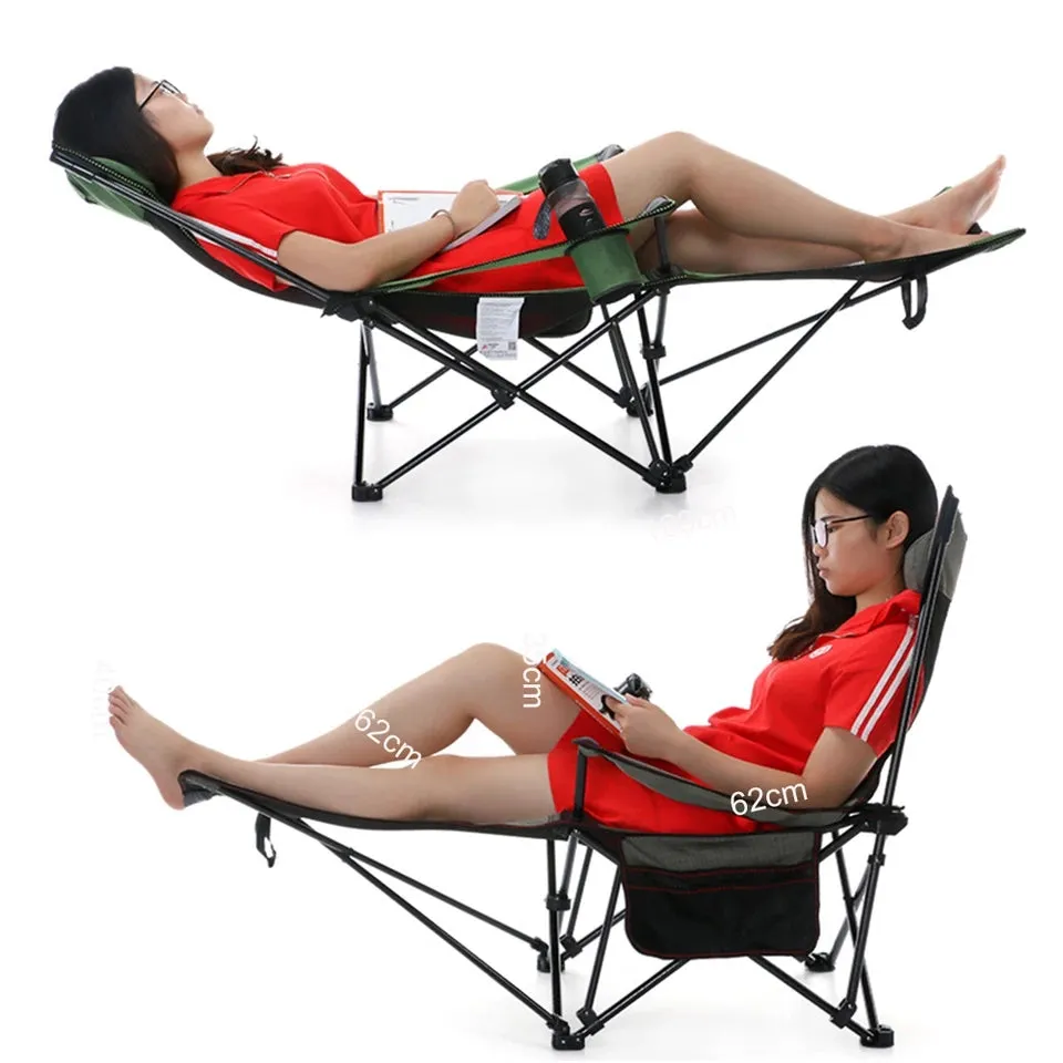 Portable Camping Chair with Detachable Footrest Mesh Folding Recliner