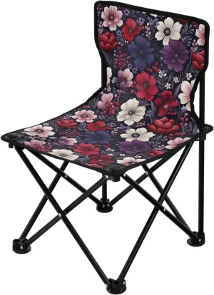 Portable Camping Chairs Flowers Floral Purple Red Lightweight Folding Chair for Camping, Beach, Picnic, Travel and Sports with Carry Bag 20851543