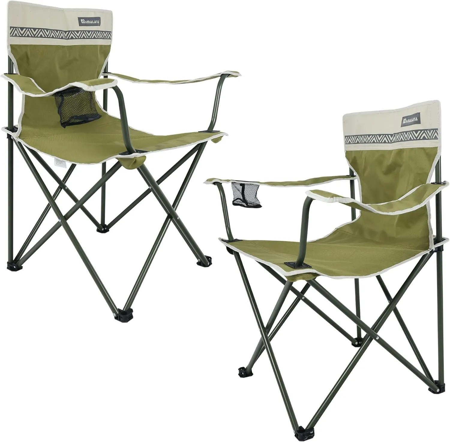 Portable Camping Chairs with Cup Holder and Back Pocket, Dark Moss Green Waterproof Oversized Camp Folding Chair for Outdoor Camping, Fishing, Hiking, Picnic, Beach (2 Packs Dark Moss Green)