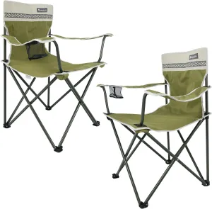 Portable Camping Chairs with Cup Holder and Back Pocket, Dark Moss Green Waterproof Oversized Camp Folding Chair for Outdoor Camping, Fishing, Hiking, Picnic, Beach (2 Packs Dark Moss Green)