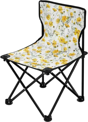 Portable Camping Chairs Yellow Flowers Lightweight Folding Chair for Camping, Beach, Picnic, Travel and Sports with Carry Bag 20858238