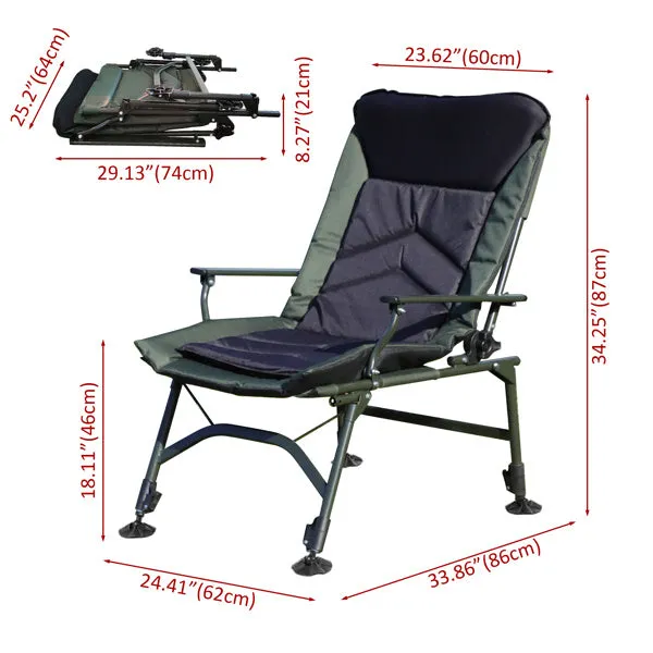 Portable Camping Lounge Chair with Adjustable Backrest | Durable Stainless Steel Frame and 600D Fabric
