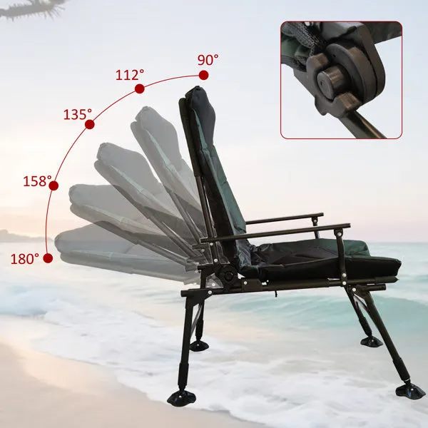 Portable Camping Lounge Chair with Adjustable Backrest | Durable Stainless Steel Frame and 600D Fabric