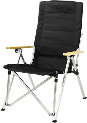 Portable Camping Recliner Chair for Adults with Storage Carry Bag Oversized Aluminum Alloy Folding Camping Chairs High Back Outdoor Camping Chair Holds up to 260 lbs (Color : Black)