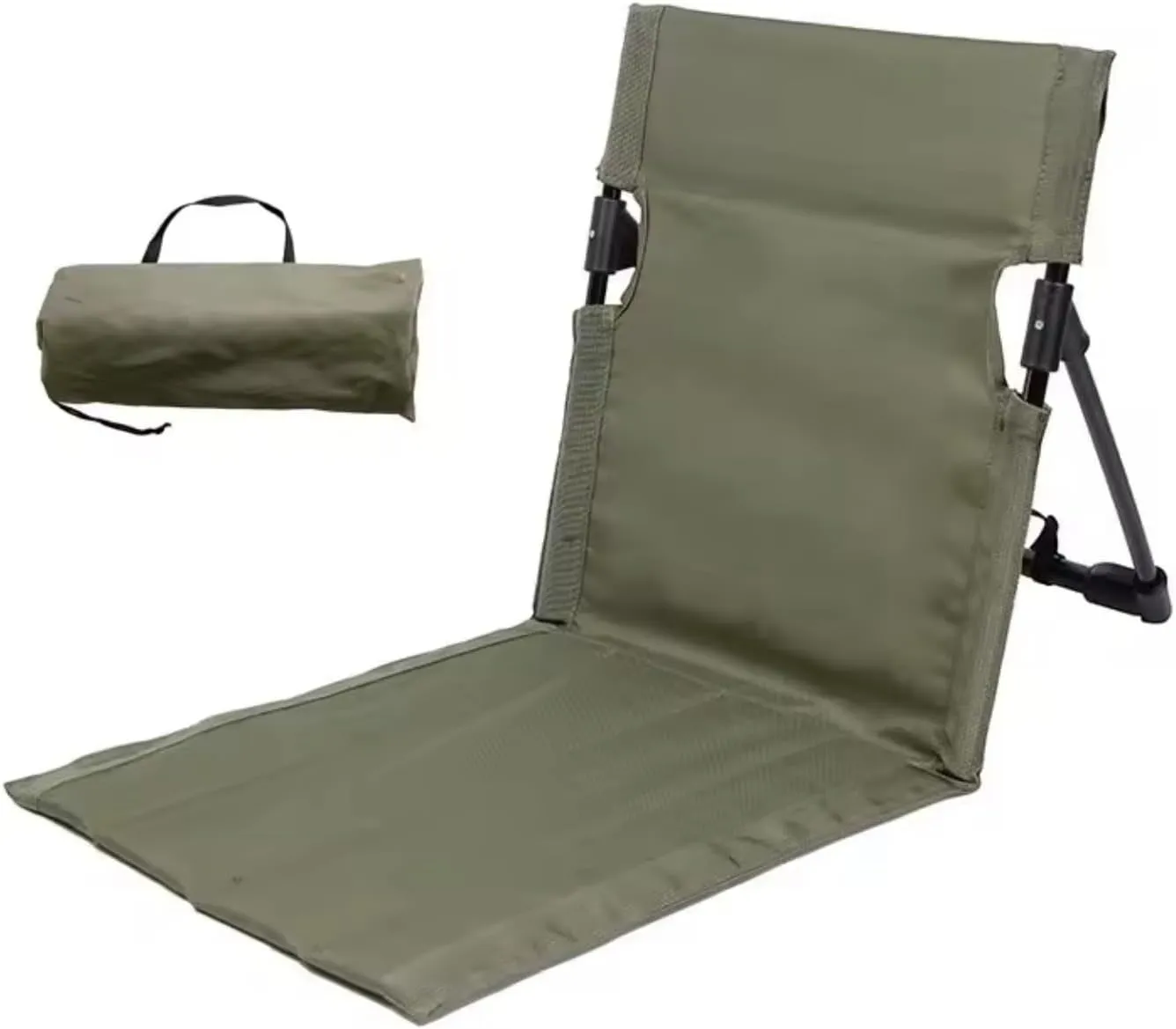 Portable Folding Beach Chair, Ultra-Light Aluminum Frame, Folding Lazy Chair for Camping, Beach, Travel, Black/Green (Green)