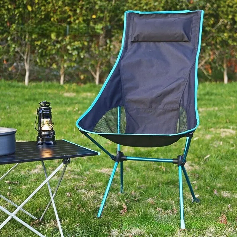 Portable Folding Camping Chair in Orange Blue with Carry Bag