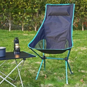 Portable Folding Camping Chair in Orange Blue with Carry Bag