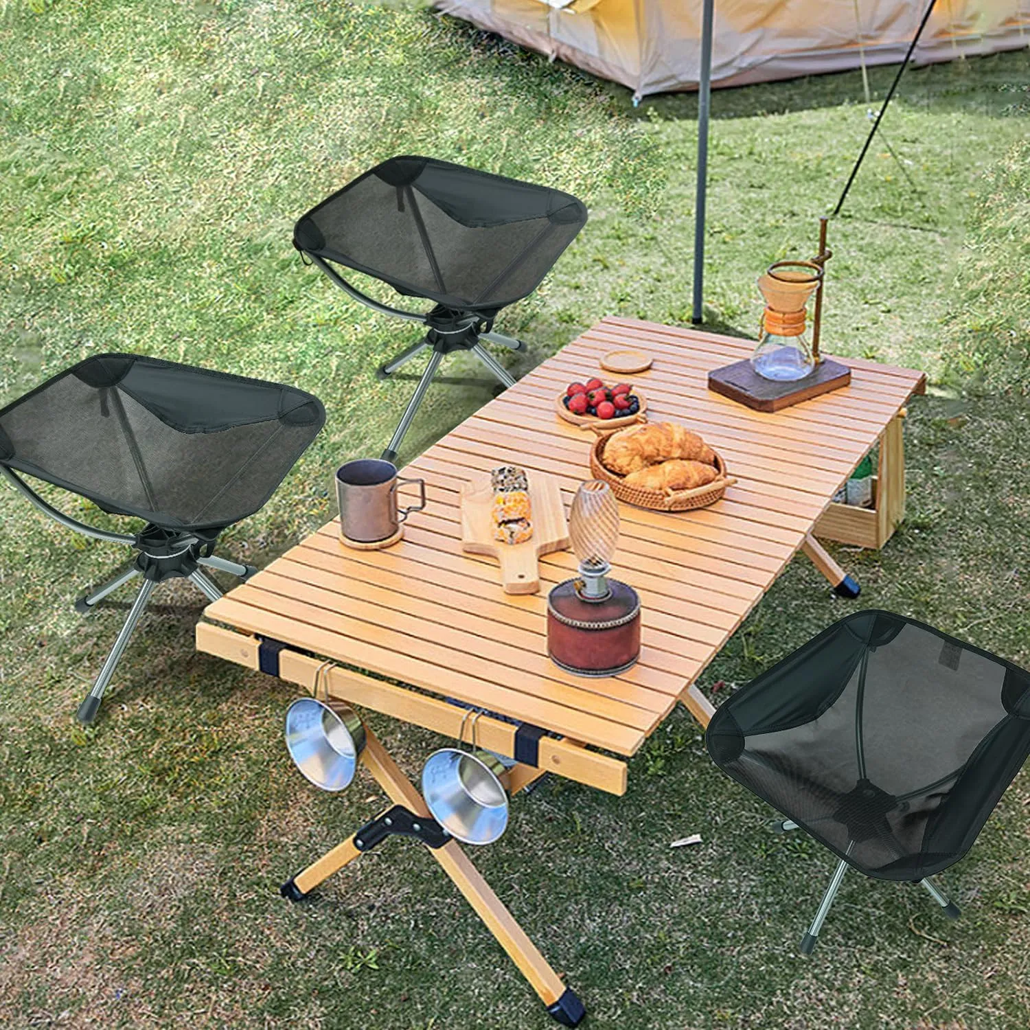 Portable Folding Camping Chair,Lightweight Aluminium Alloy Chair Nylon Chair Fabric,Suitable for Outdoor Camping,Beach,Picnic,Barbecue,Fishing,Climbing (Black-Small)