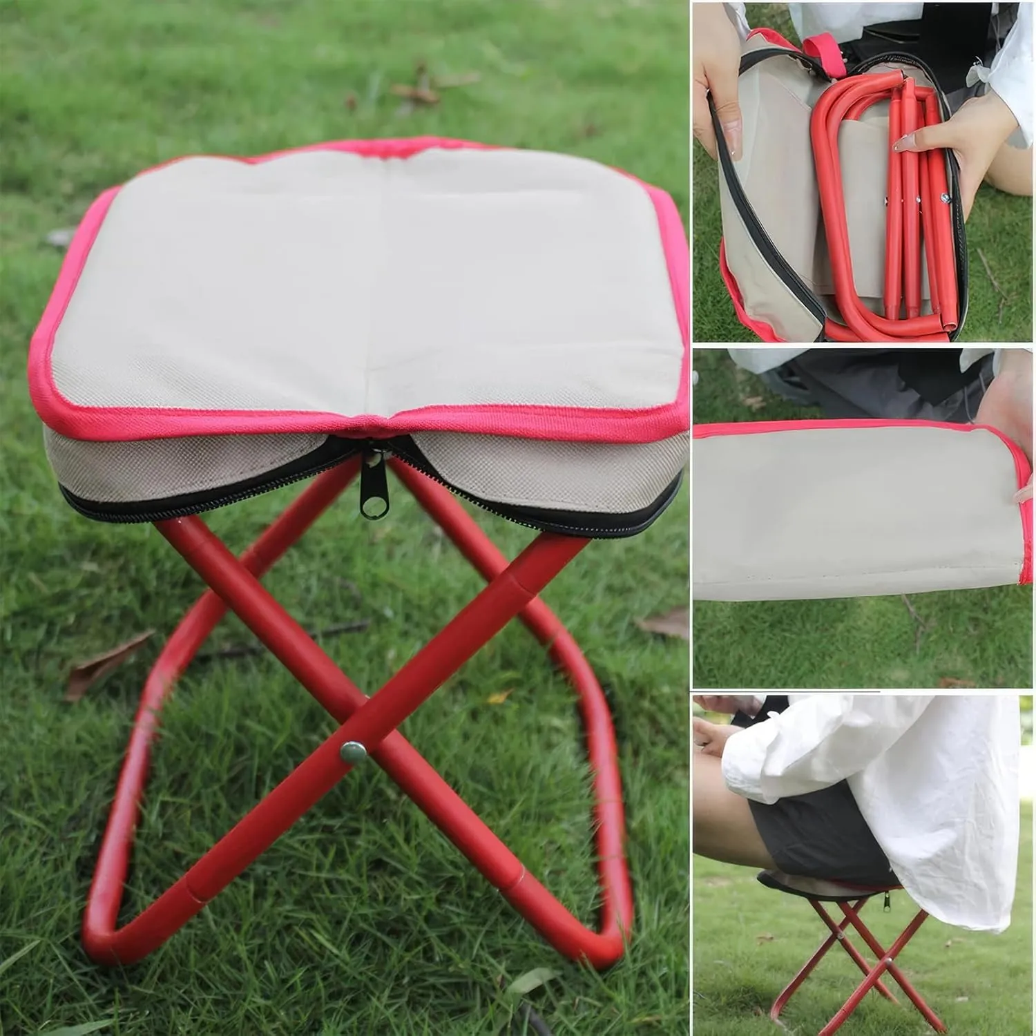 Portable Folding Camping Stool,Camping Stools for Adults,Travel Chair Slacker Chair for Camping,Portable Retractable Folding Telescoping Foldable Camping Stool (13.7X11.81x1.57inch)