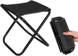 Portable Folding Chair with Storage Bag, Lightweight Outdoor Beach Chair Aluminum Alloy Bracket Camping Stool for Fishing, Hiking, Camping, Traveling and BBQ (Black)