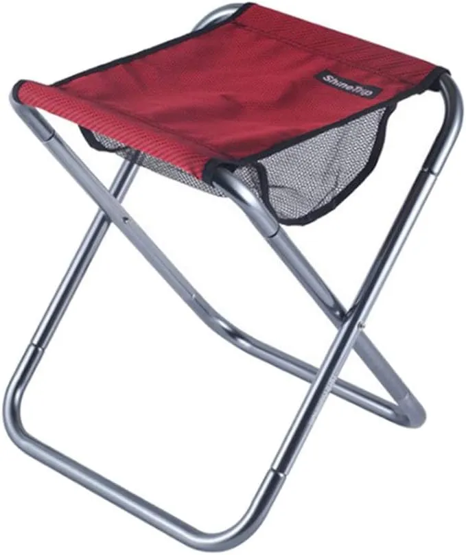 Portable Folding Stool Aluminum Alloy Foldable Chair for Outdoor Camping Fishing Hiking (Red)