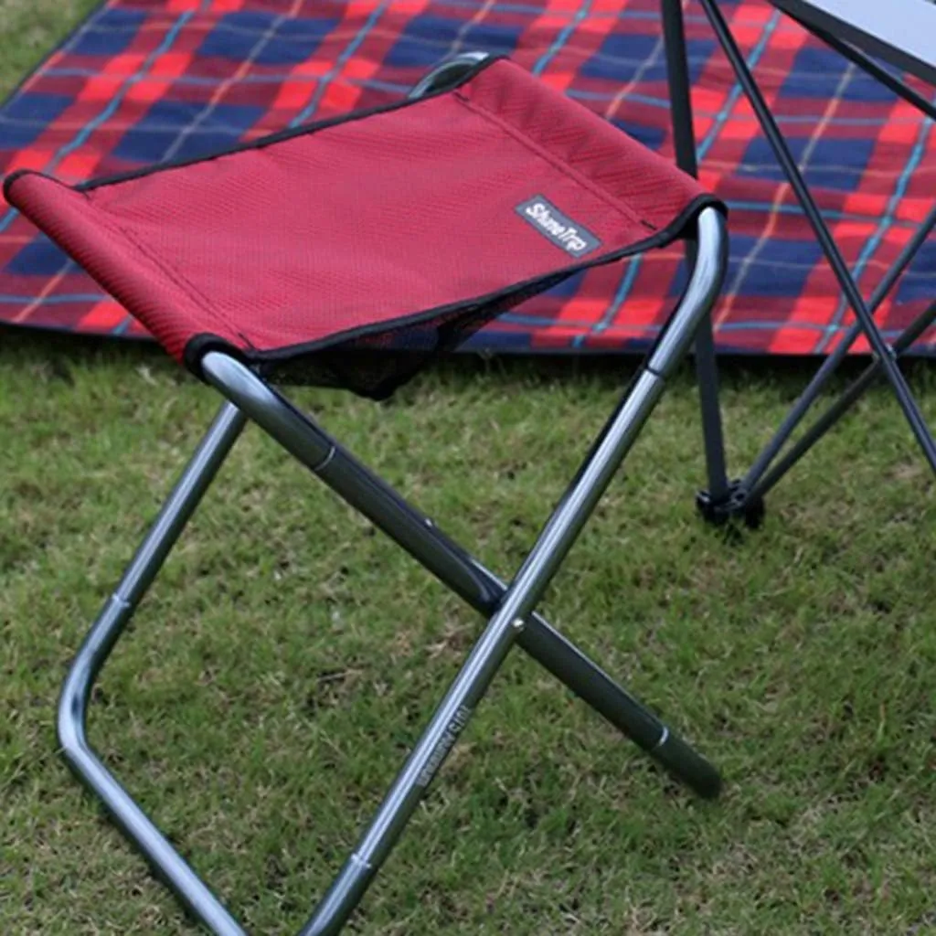 Portable Folding Stool Aluminum Alloy Foldable Chair for Outdoor Camping Fishing Hiking (Red)