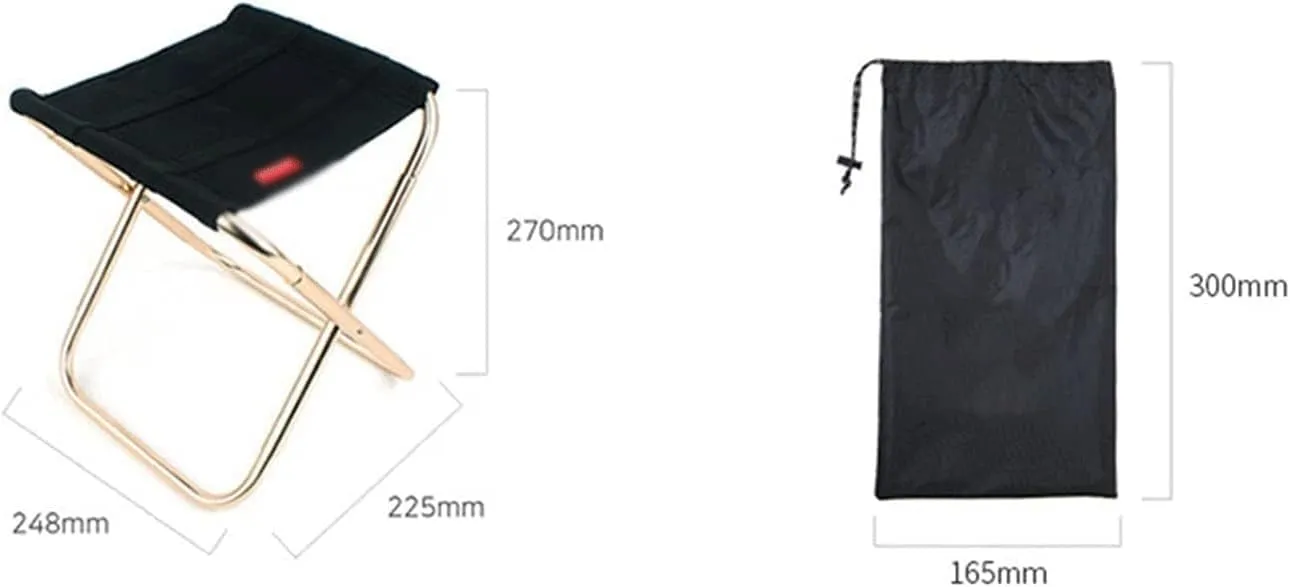 Portable Folding Stool - Camping Chair Foldable Stool Small Aluminum Oxford Seat Outdoor for Fishing Hiking Travel Garden BBQ