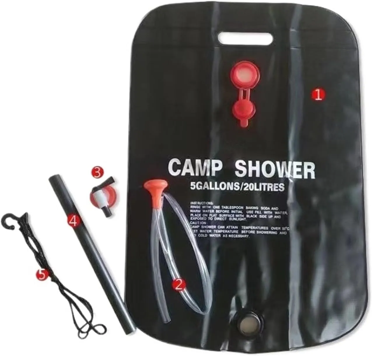 Portable Outdoor Camping Shower Bag - 5 Gallon Picnic Water Storage Bag for Field Bathing and Outdoor Activities(Regular)