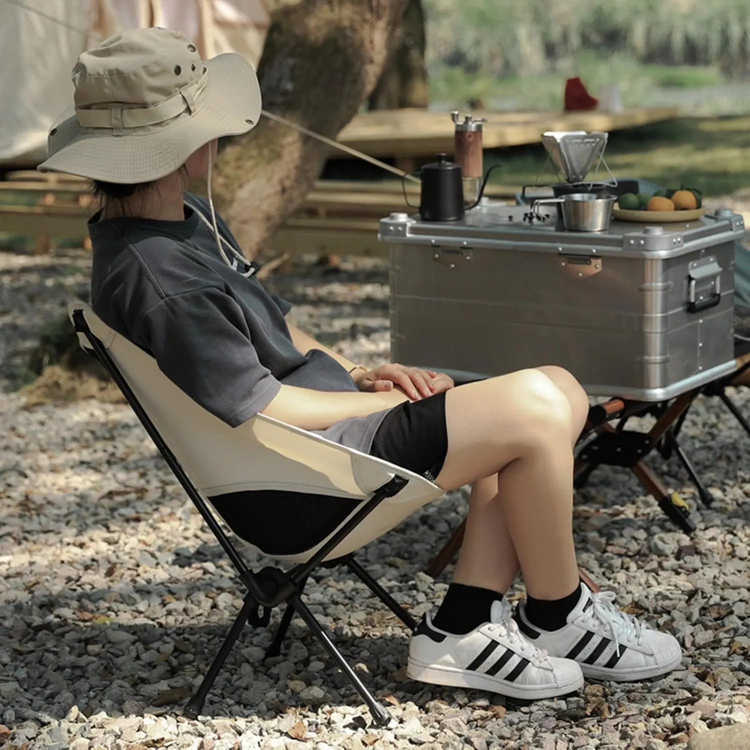 Portable Outdoor Folding Chair Can Be Used for Fishing Sketching and Picnics Comfortable and Breathable Mesh with Backrest-S