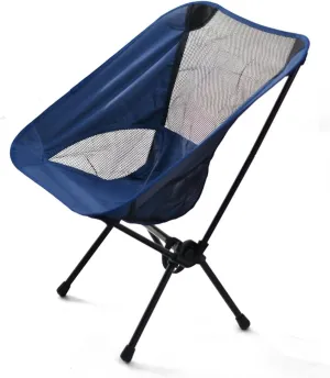 Portable Outdoor Folding Chairs - Breathable and Comfortable Folding Chairs with mesh Backs That Include Carrying Bags for Camping, Fishing and Hiking (Blue)