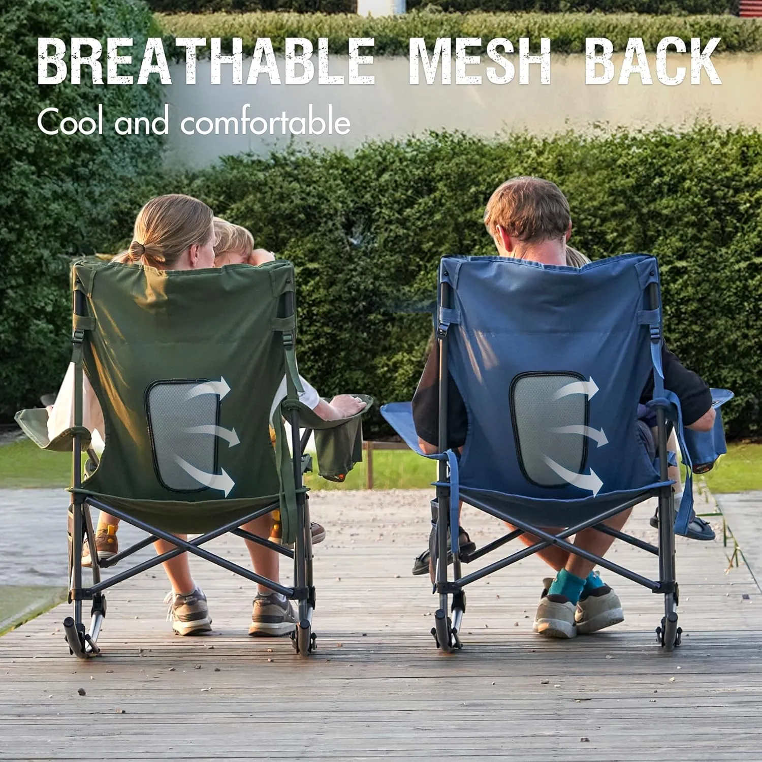 PORTAL Folding Camping Rocking Chair Portable Outdoor Rocker High Back Cup Holder Side Pocket Carry Bag Included, Support 300 lbs