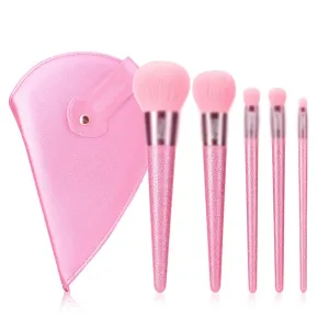 Powder Brush Makeup Bag Portable Brush Set of 5 Makeup Brushes(1,D)