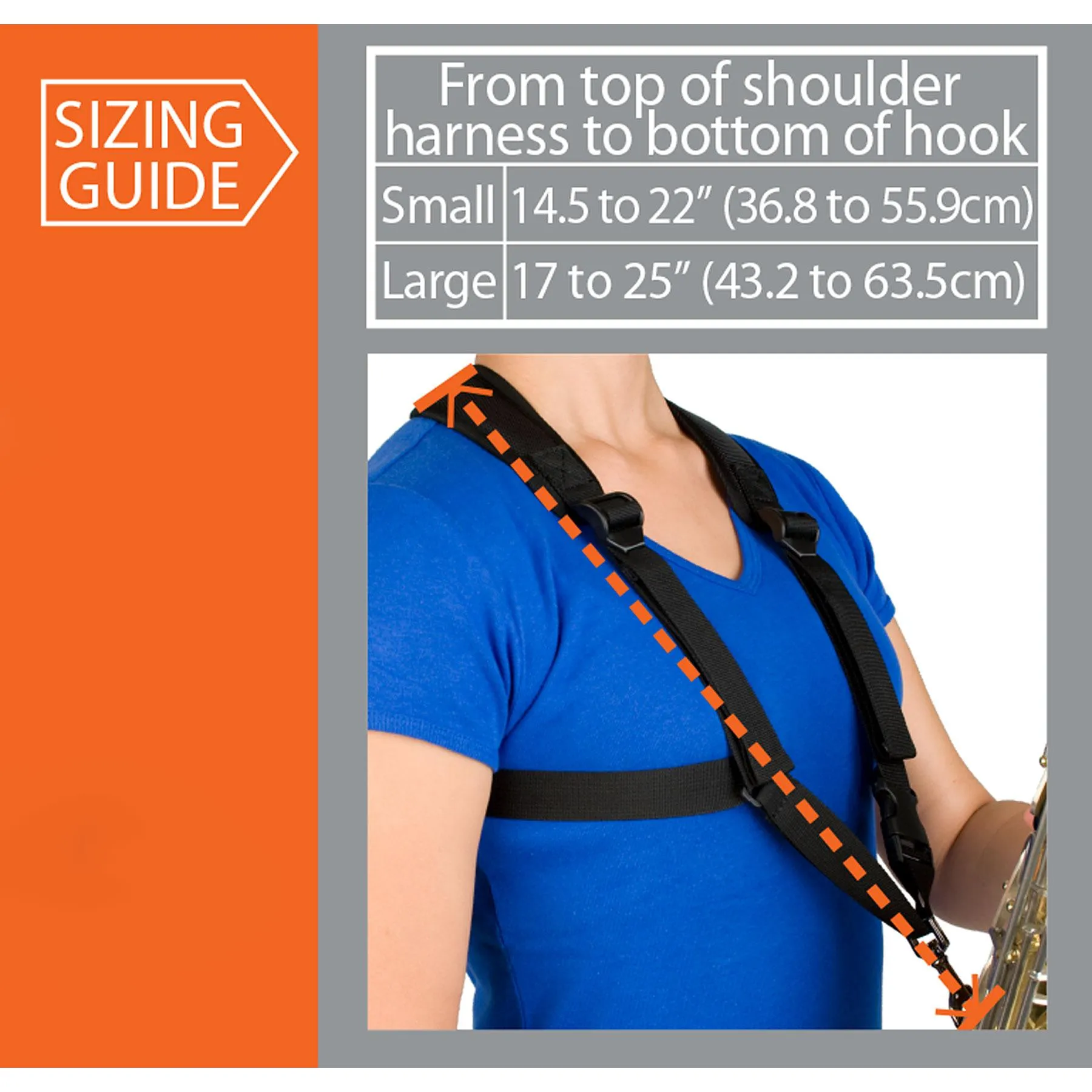 Protec Saxophone Harness - Deluxe Padded, Metal Snap, Size Larger A306M