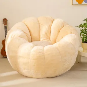 Pumpkin Bean Bag Sofa Chair for Adult, Beanbag Couch with Filler for Reading and Relaxation, Comfy and Lazy Sofa for Dorm, Apartment, Living Room and Bedroom, Ivory