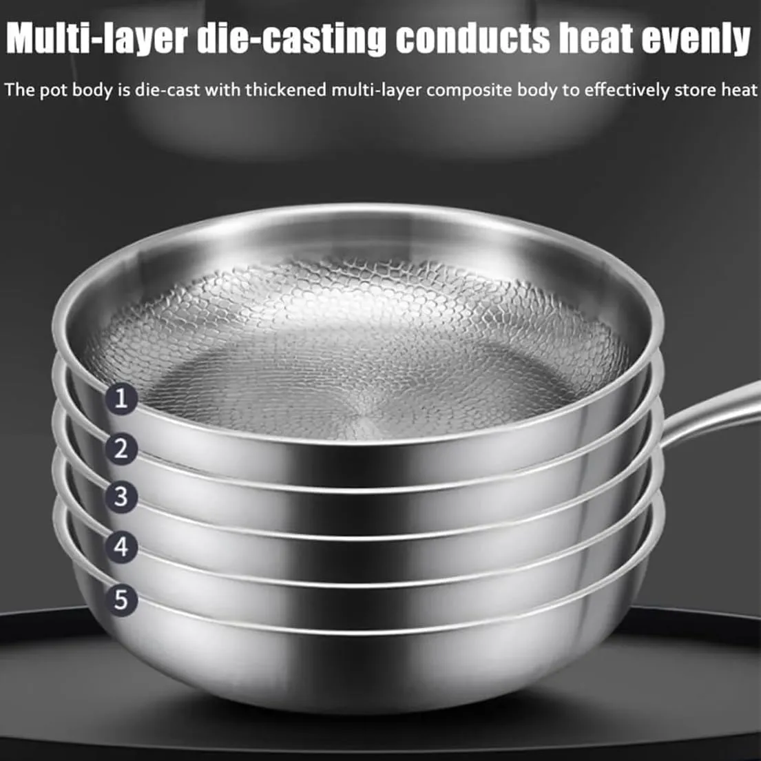 Pure Titanium Hammered Pan Pro with Lid, 10.23/11.02/11.81 Inch Siraat Pure Titanium Pan Hammered Pattern, Non Stick Frying Pans for Cooking, Scratch-Resistant, Even Heating (10.23inch with Lid)
