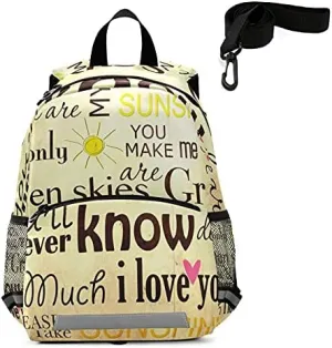 QUGRL Vintage Sunflowers Song Toddler Backpack Kids You Are My Sunshine Kindergarten Schoolbag Preschool Nursery Travel Bag with Safety Leash Harness for Baby Boys Girls 3-8 Years