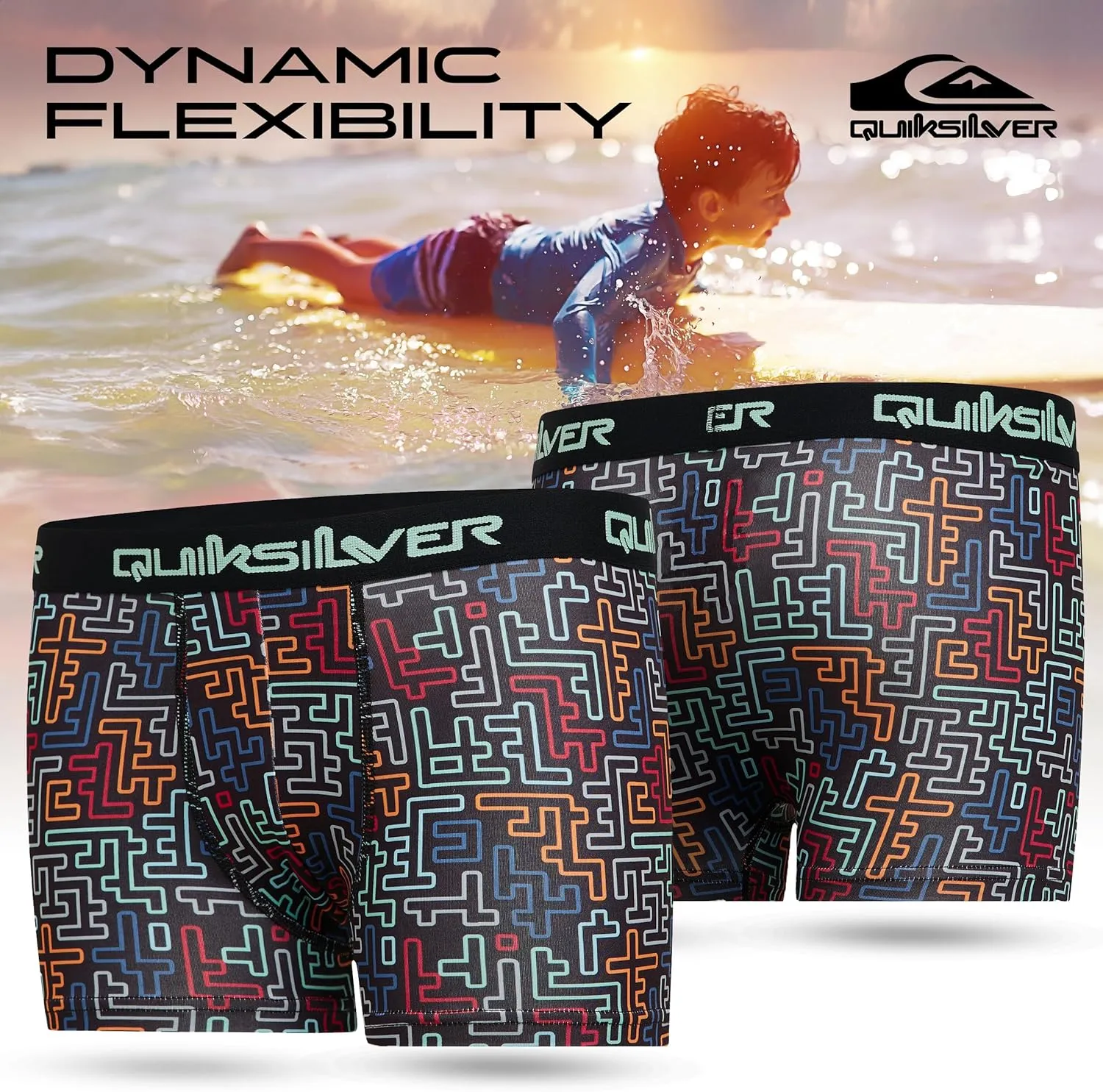 Quiksilver Boys Underwear 4 Pack Boxer Briefs for Boys 6-18 Durable Stretch Breathable Moisture Wicking
