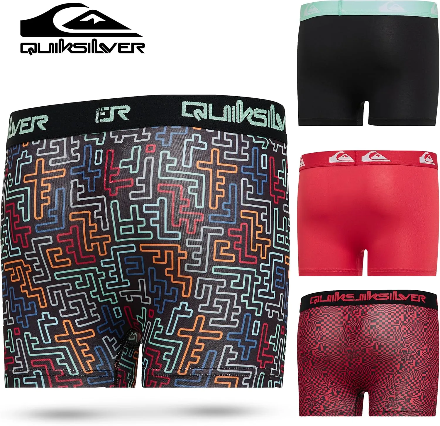 Quiksilver Boys Underwear 4 Pack Boxer Briefs for Boys 6-18 Durable Stretch Breathable Moisture Wicking