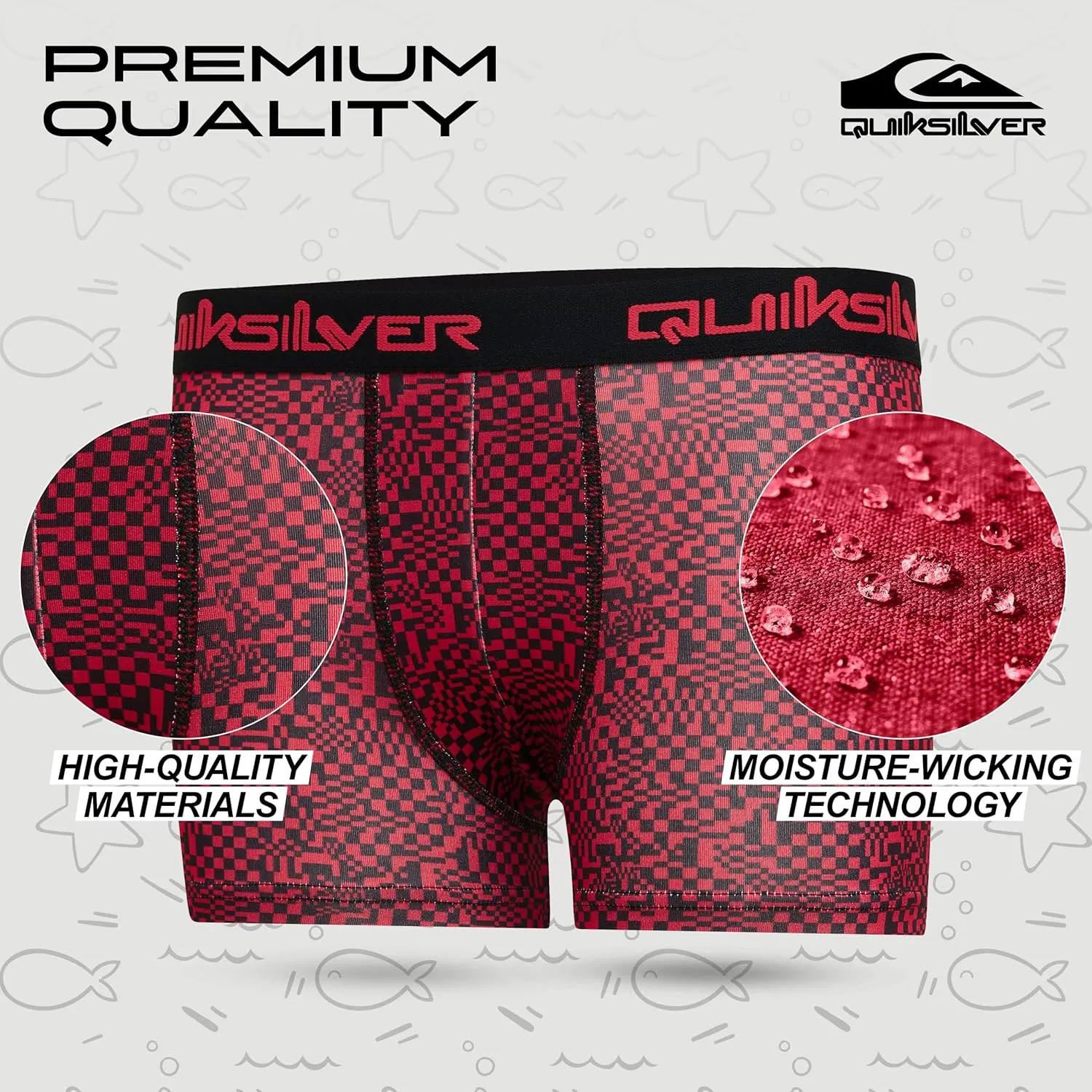 Quiksilver Boys Underwear 4 Pack Boxer Briefs for Boys 6-18 Durable Stretch Breathable Moisture Wicking