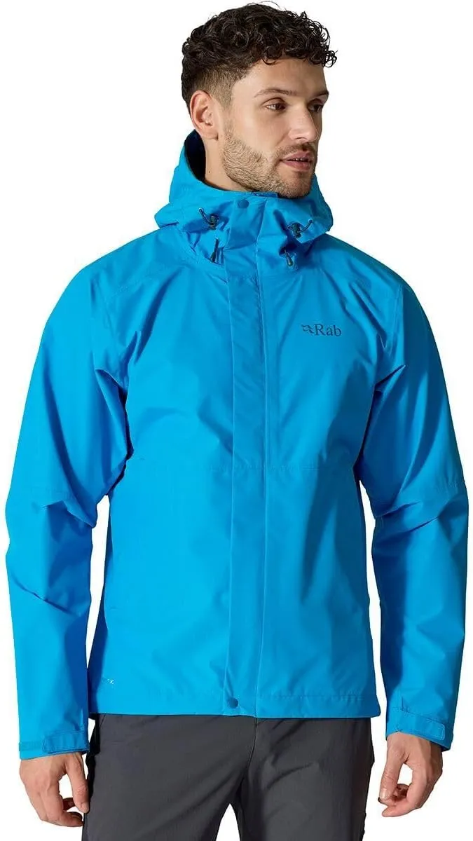 Rab Men's Downpour Jacket - Lightweight Waterproof Hooded Coat for Hiking & Trekking