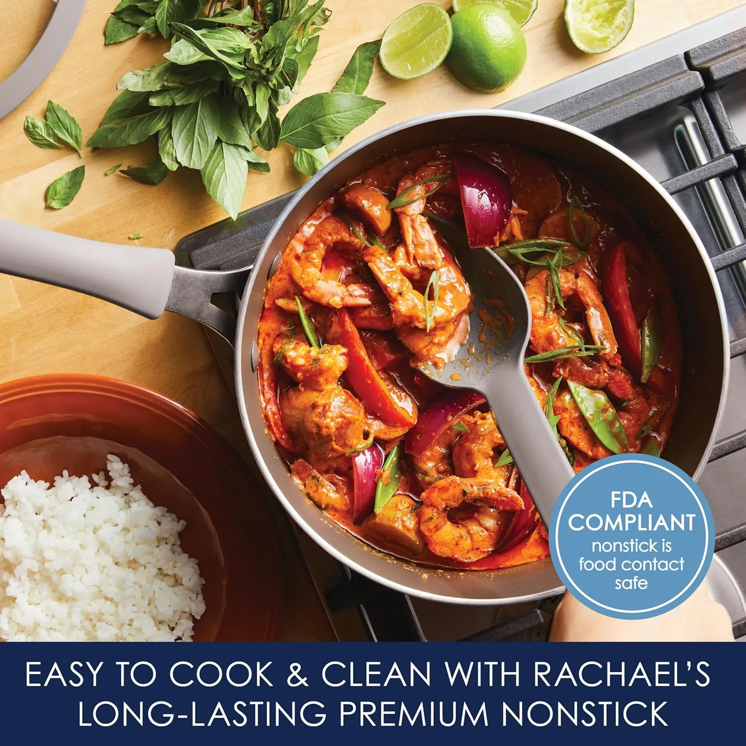 Rachael Ray Cook   Create Nonstick Sauté Pan with Lid, 3 Quart, Gray