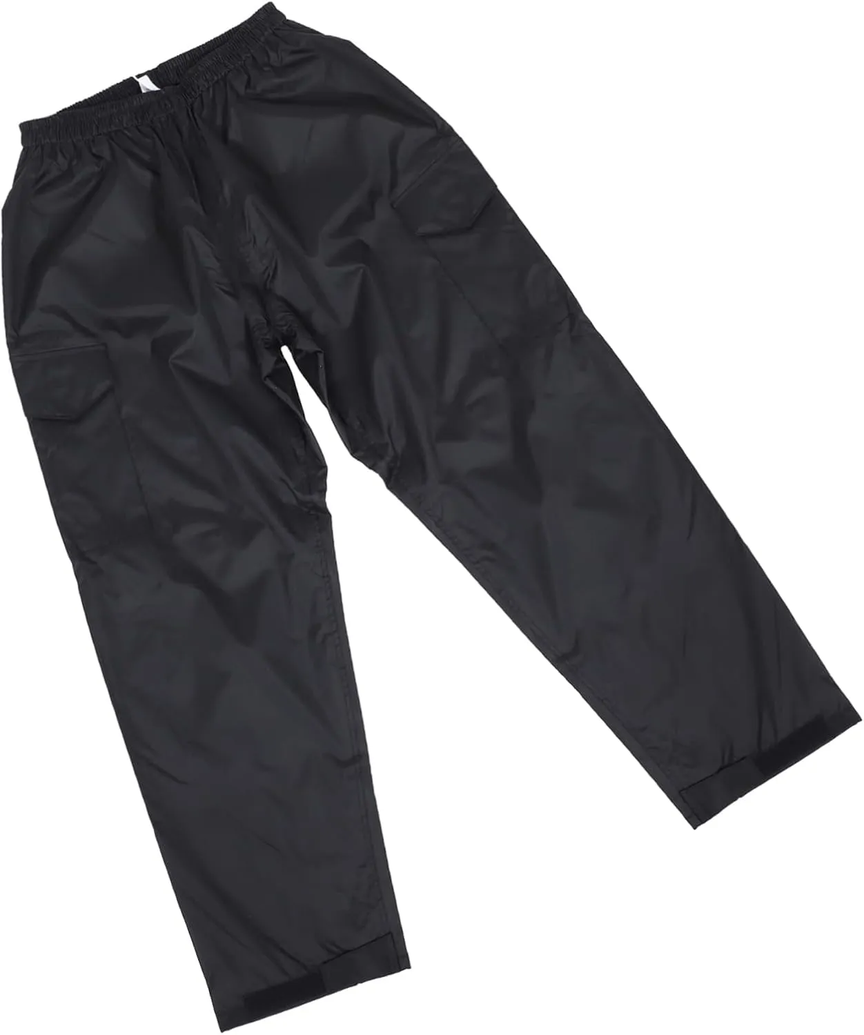 Rain-Proof Pants Waterproof Breathable Double-Layered Lightweight Elastic Waistband Comfortable for Activities Black