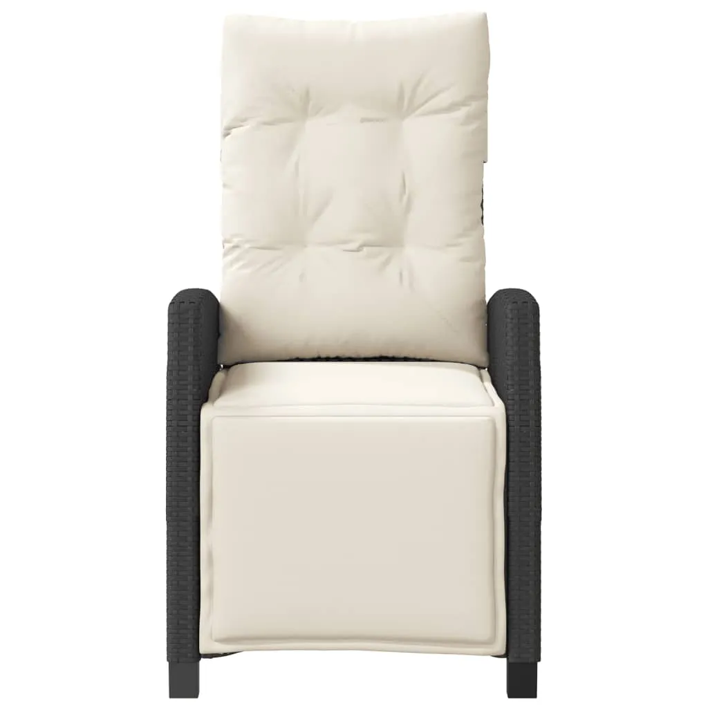 Reclining Patio Chair with Footrest Black Poly Rattan
