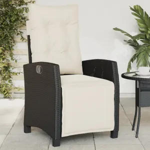 Reclining Patio Chair with Footrest Black Poly Rattan