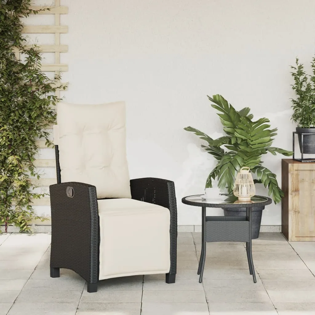 Reclining Patio Chair with Footrest Black Poly Rattan