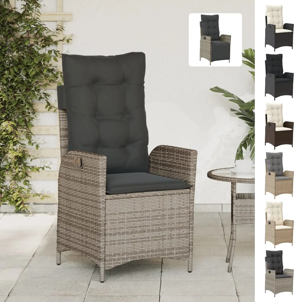 Reclining Patio Chair with Footrest Brown Poly Rattan