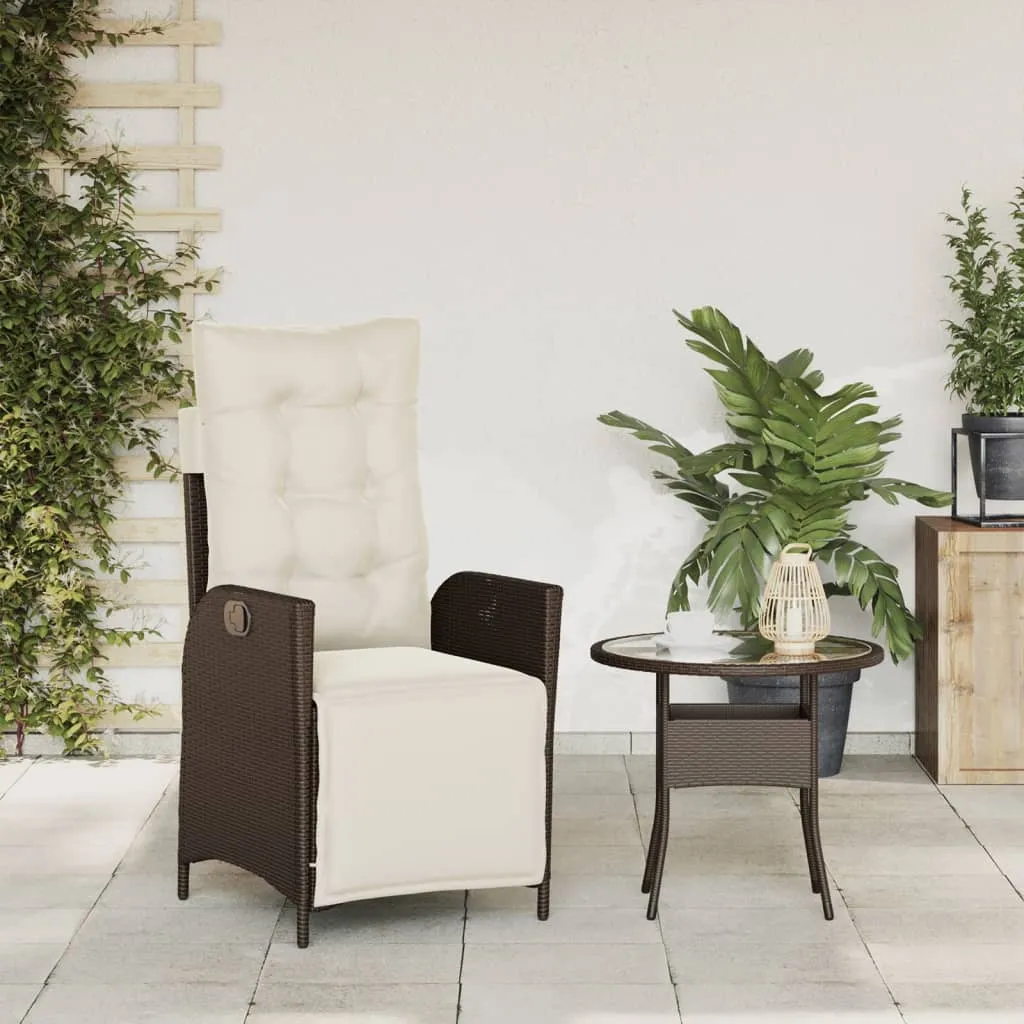 Reclining Patio Chair with Footrest Brown Poly Rattan