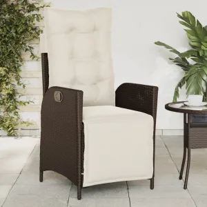 Reclining Patio Chair with Footrest Brown Poly Rattan
