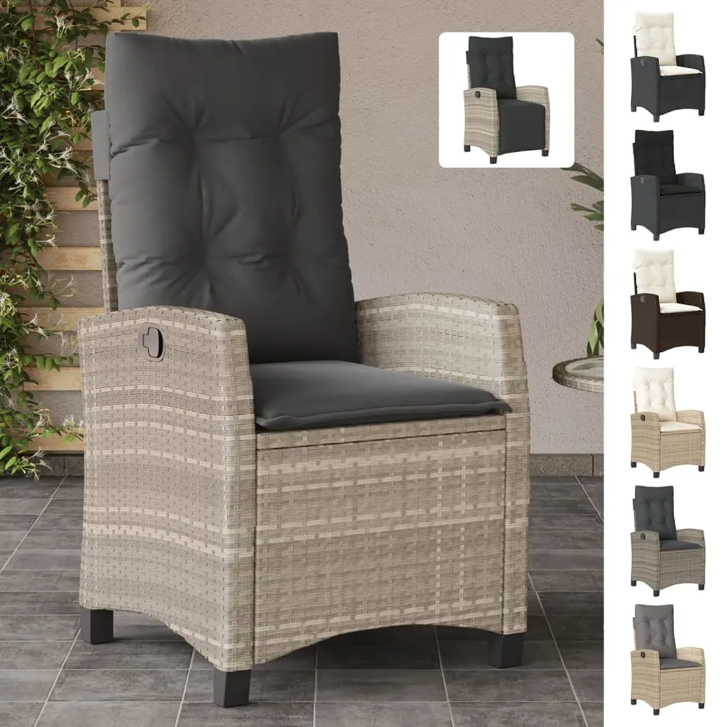 Reclining Patio Chairs 2 pcs with Footrest Black Poly Rattan
