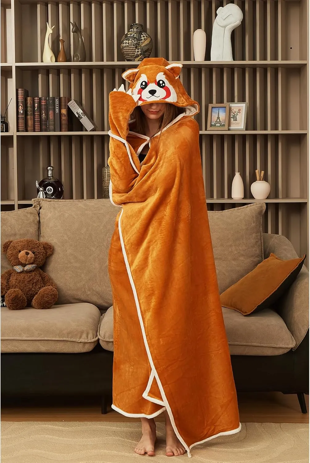 Red Panda Wearable Blanket Cute Animal Blanket Hoodies for Adults Red Panda Costume Funny Gifts for Women Men