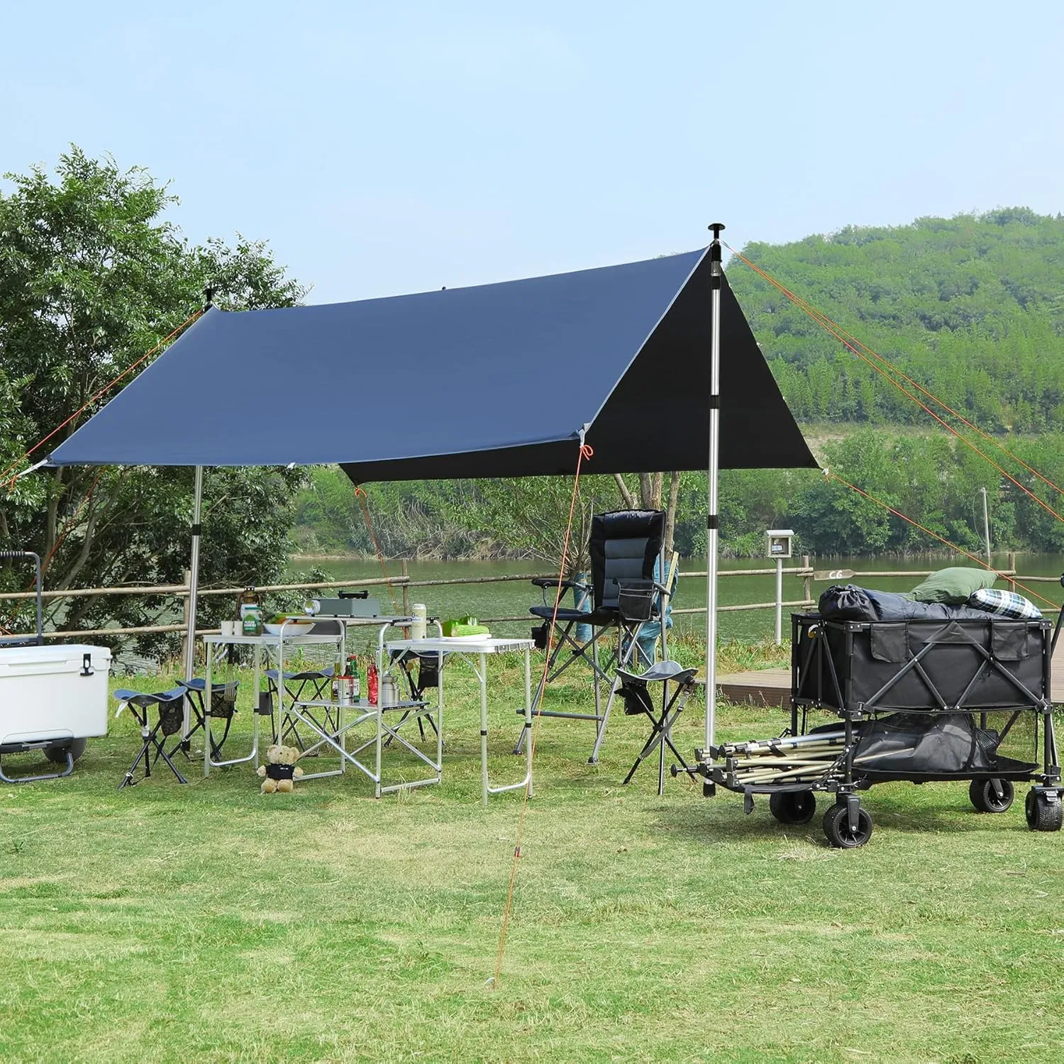 REDCAMP Aluminum Adjustable Camping Tarp Poles, Extra Tall Portable Canopy Poles, 41in to 126in Telescoping Heavy Duty Tent Poles for Shelter, Hammock Rain Fly, Awning, (Silver, Set of 2)