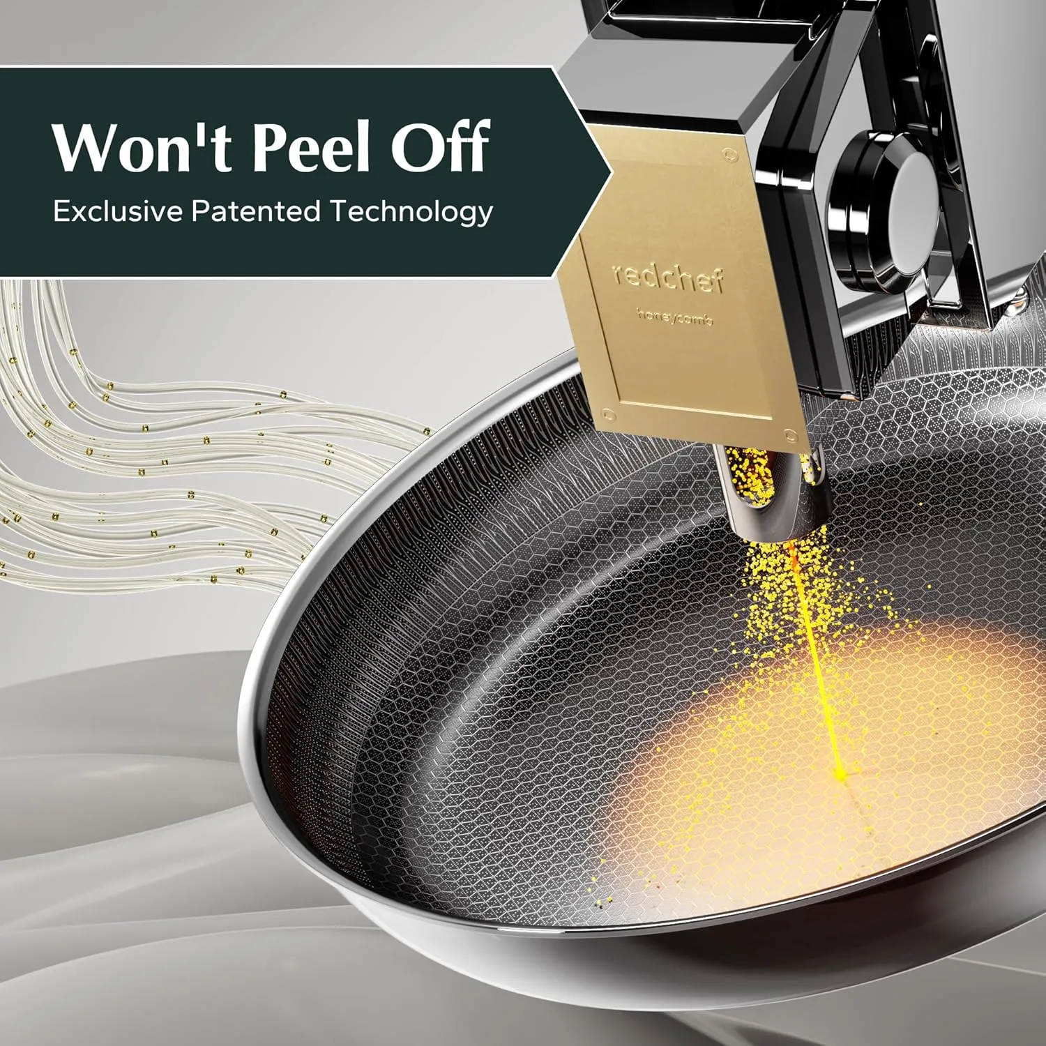 Redchef Non Stick Frying Pans, Hybrid Ceramic Frying Pan, Nonstick Skillet with Stay-Cool Handle, Non Toxic, PFAS PFOA & PTFE Free, Dishwasher & Oven Safe, Compatible All Cooktops (Black, 10 inch)