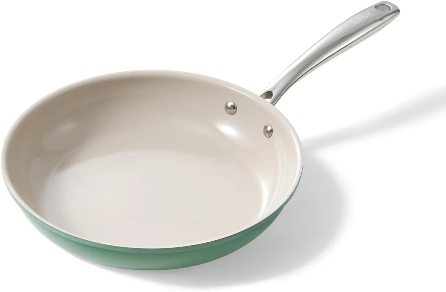 Redchef Nonstick Frying Pan Skillet, Ceramic Non-Stick Saute Pans, 9.5 inch Cooking Fry Pan with Stay Cool Handle, All Stovetops, Dishwasher/Oven Safe, PFAS-Free, Non Toxic (Green)
