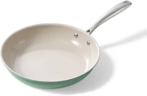 Redchef Nonstick Frying Pan Skillet, Ceramic Non-Stick Saute Pans, 9.5 inch Cooking Fry Pan with Stay Cool Handle, All Stovetops, Dishwasher/Oven Safe, PFAS-Free, Non Toxic (Green)