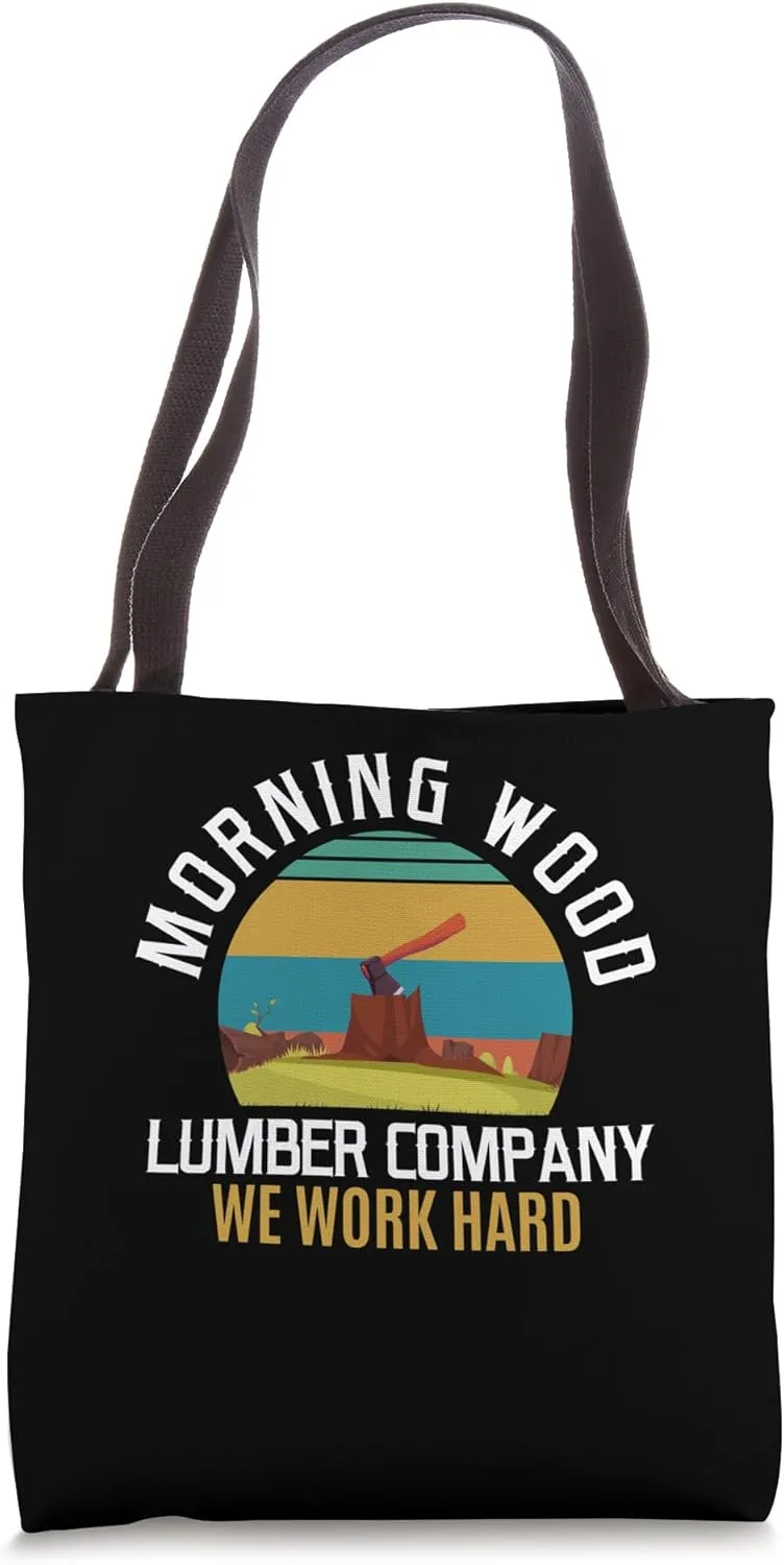Retro Morning Wood Lumber Company Camping Woodman Tote Bag